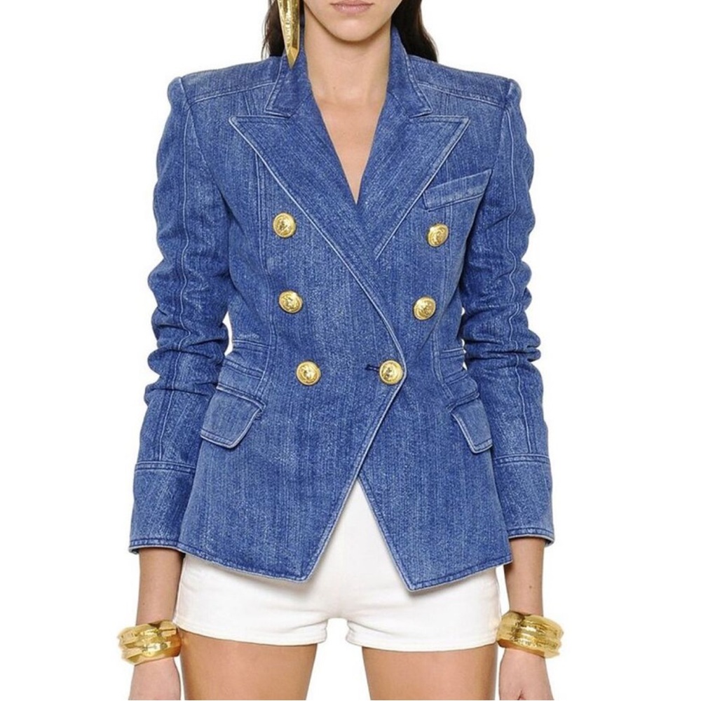 *SOLD* KARISHOP Urban Denim Double-breasted Blazer Size Small